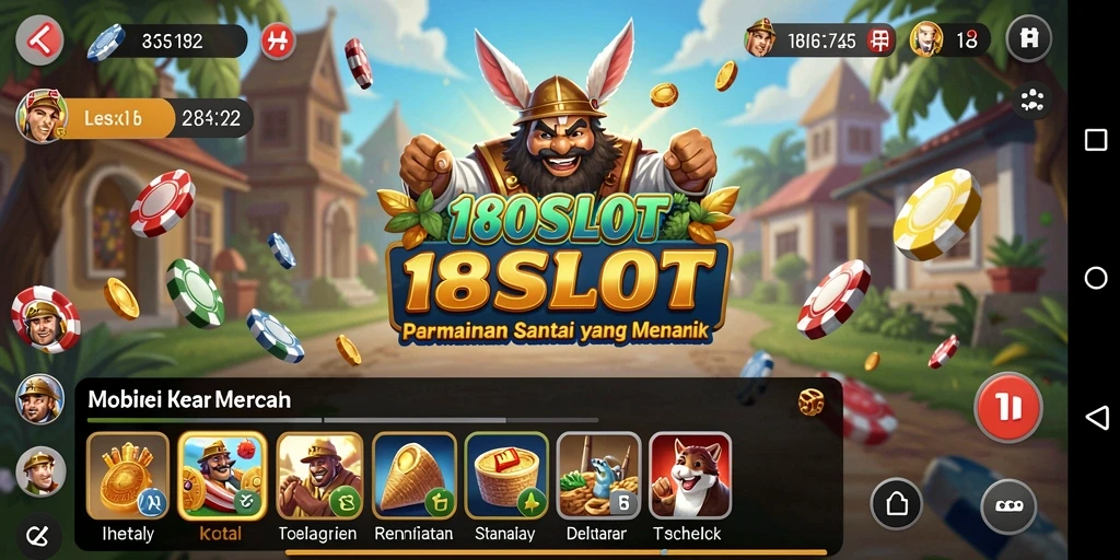 Screenshot utama menampilkan gameplay seru dari <strong>180SLOT</strong> dengan berbagai simbol menarik.