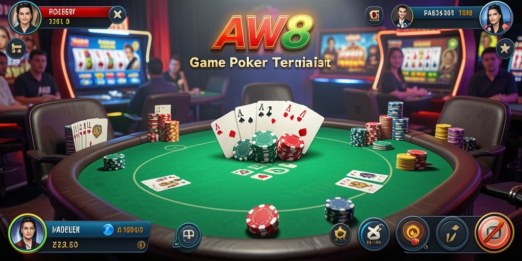 Tampilan menarik dari gameplay poker yang seru di AW8.