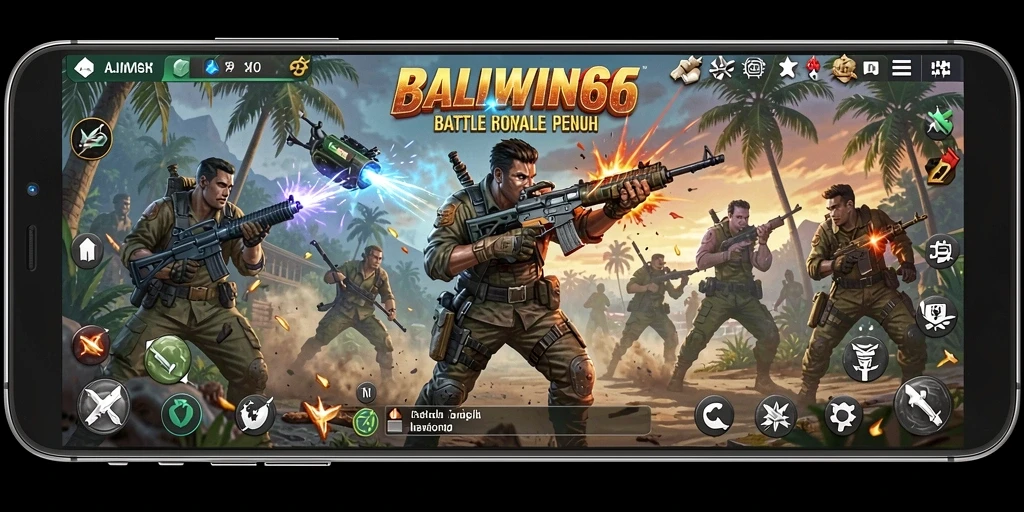 Tampilan aksi seru dalam game Battle Royale BALIWIN66.