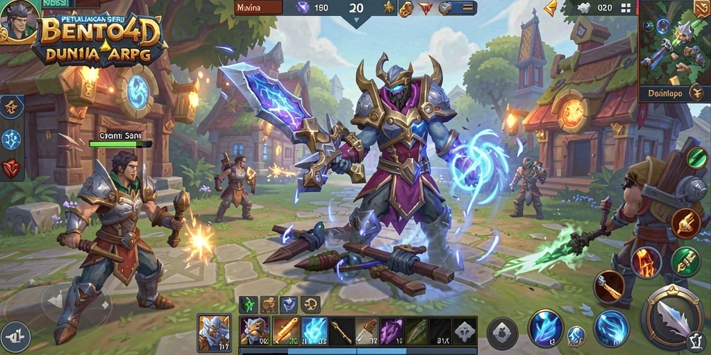 Tampilan gameplay <strong>BENTO4D</strong> menampilkan pertempuran seru dan lingkungan yang mengagumkan.