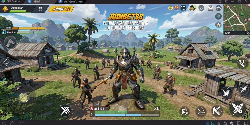Screenshot utama menunjukkan pemain menjelajahi dunia terbuka yang luas dan menakjubkan.