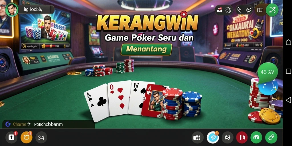 Tampilan gameplay Poker KERANGWIN yang seru dan mendebarkan.