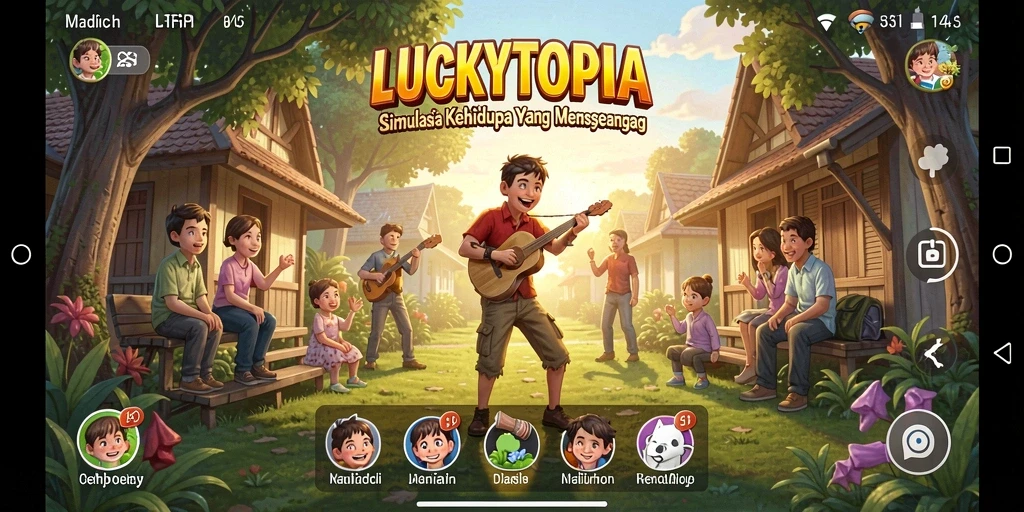Tampilan gameplay LUCKYTOPIA yang menarik dan interaktif