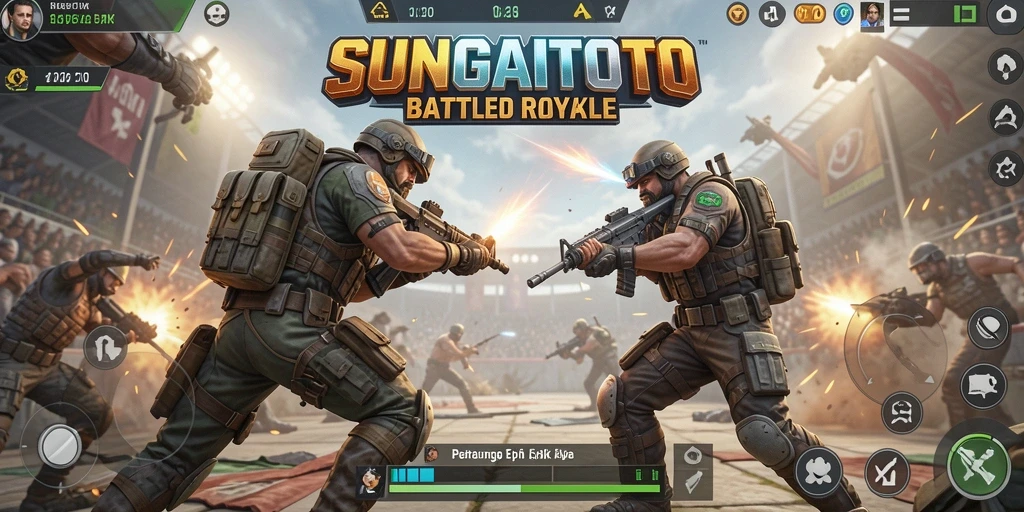 Gameplay mendebarkan di arena Battle Royale SUNGAITOTO.